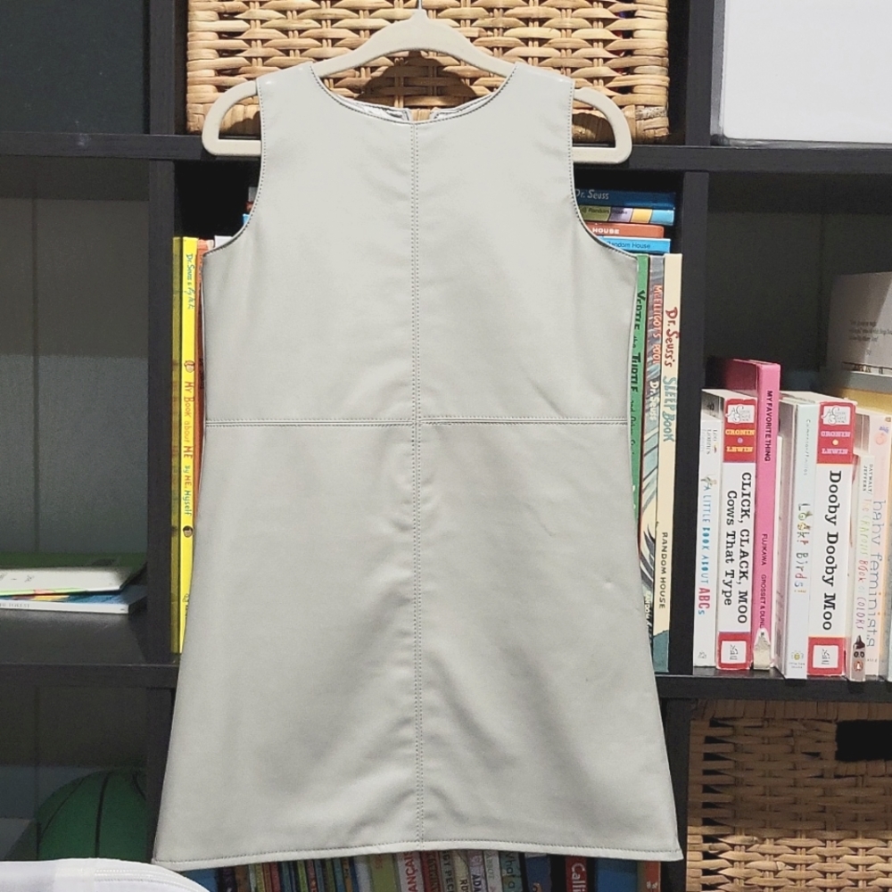 EVEJNR Girls Faux Leather Sleeveless Dress Grey